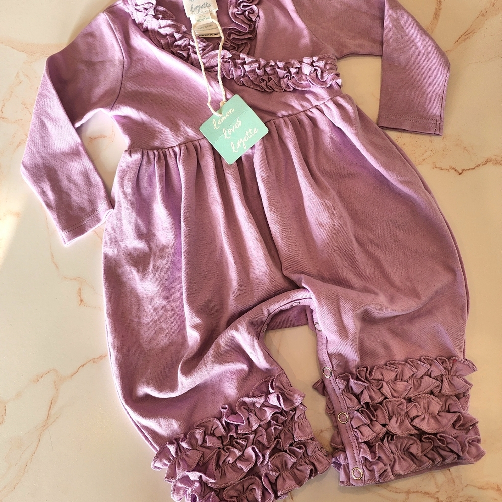Lemon Loves Layette Lavendar Romper Outfit